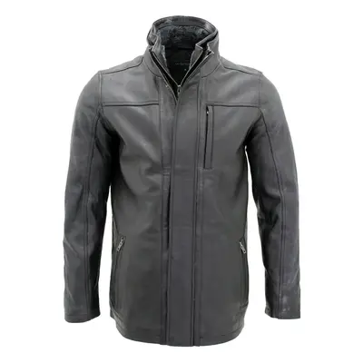 (2XL) MenÃ¢s Classic Warm Black Leather Biker Jacket