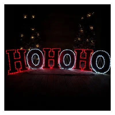 3m x 60cm LED Tinsel HO HO HO Christmas Sign Decoration with Red and White LEDs