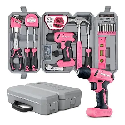 57pc Pink 8V USB Electric Drill Driver Household Tool Kit Set DIY Cordless Power Screwdriver