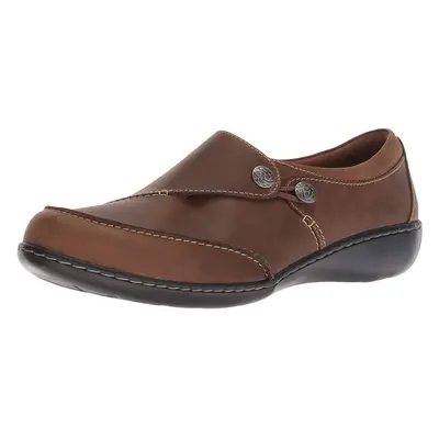 Clarks Women's Ashland Lane Q Loafer dark tan leather Narrow