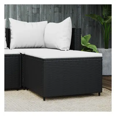 vidaXL Patio Footrest with Cushion Black Poly Rattan