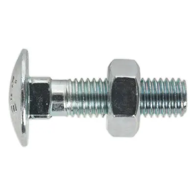 50 PACK Zinc Plated Coach Bolt and Nut - M10 x 40mm - 1.5mm Pitch - DIN