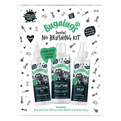 Bugalugs Dental Care No Brushing Kit Dog & Cat Teeth Gel, Water Additive, Spray