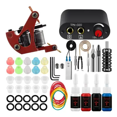 (set 01) Phoenixy Beginner Complete Tattoo Machine Gun Kit Black Power Supply Tattoo Inks Set Ta