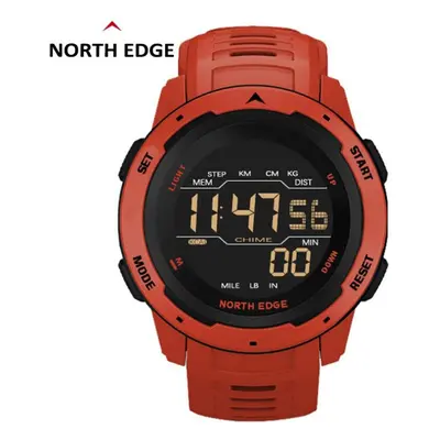 (red) North Edge Men Digital Watch Men&apos;s Sports Watches Dual Time Pedometer Alarm Clock Wat