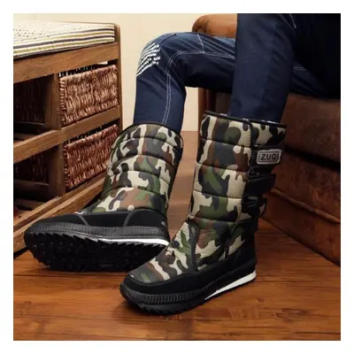 (green, 44) Men&apos;s Snow Boots Platform Mid-calf Lined Waterproof Snow Boots Warm