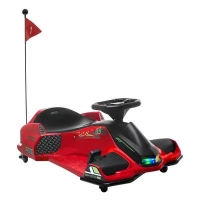 HOMCOM 12V Electric Go Kart for Kids with Music, LED Lights, Red