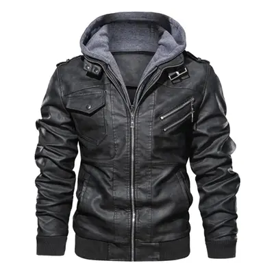 (gray, XXXL) Autumn And Winter Leather Jacket Men&apos;s Trend Loose Men&apos;s Jacket