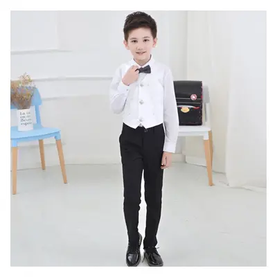 (white, cm) Colors Boy&apos;s Gentle Vest Formal Suit+ Tie For Wedding Children&apos;s Clothing 