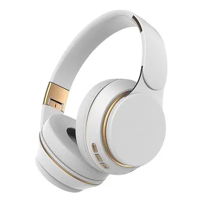 (White) Bluetooth Headphones Stereo Subwoofer Folding Sports Earphone With Microphone