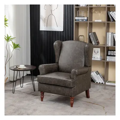 (Grey) High Wing Back Armchair Fabric Chair