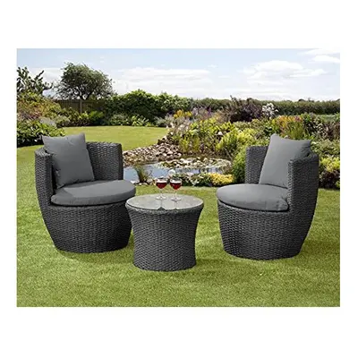 (Black) GSD Rattan Wicker Bottle Shape Bistro Patio Set