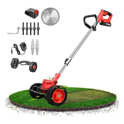 (6 inch with wheel) 24V Cordless Electric Strimmer Grass Trimmer Weed Cutter Garden Edger