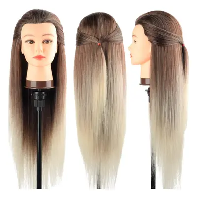 Training Head, DanseeMeibr Inch Hairdressing Head 100% Synthetic Fiber Cosmetology Mannequin Dol