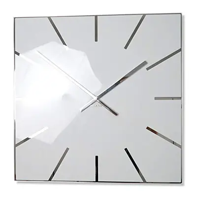 FLEXISTYLE Large wall clock square 50cm white mirror silent non ticking for living room bedroom 