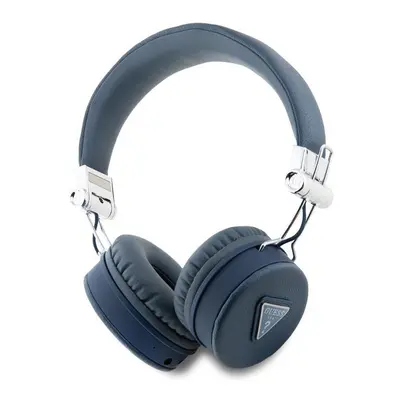 Guess PU Grained Triangle Logo ENC Wireless Headphones Blue - GUBH70PGTSPSB