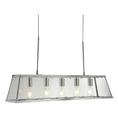 5 Light Lantern Bar Chrome Glass