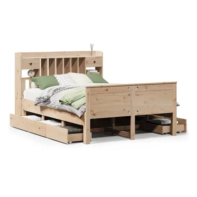 (natural, x cm) vidaXL Bookcase Bed without Mattress Home Bed Frame 90x200 cm Solid Wood Pine