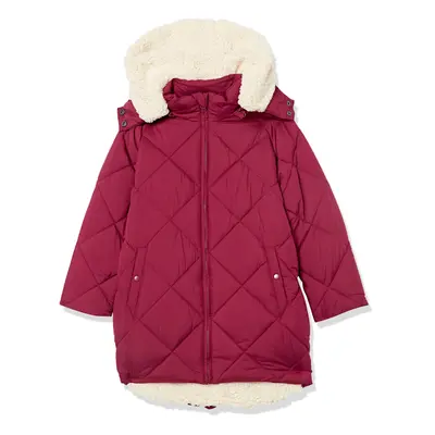 Amazon Essentials Girls' Long Quilted Cocoon Puffer Coat Berry X-Lar