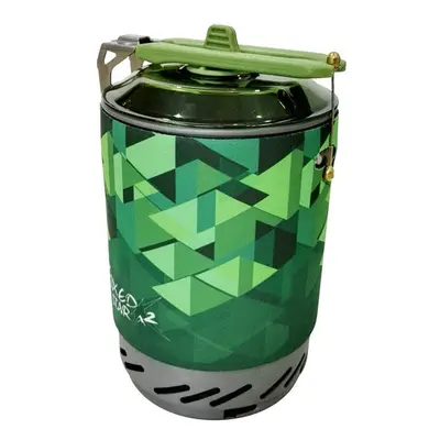 (Green) Outdoor Gas Stove Burner Tourist Portable Cooking System With Heat Exchanger Pot Camping