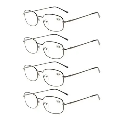 Eyekepper Pairs Reading Glasses Metal Gunmetal Frame Reader Eyeglasses with Spring Hinges for Me