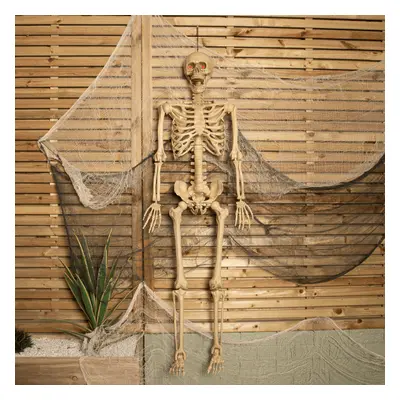 5ft (150cm) Posable Full Body Halloween LED Skeleton Decoration with Movable Joints and LED Eyes