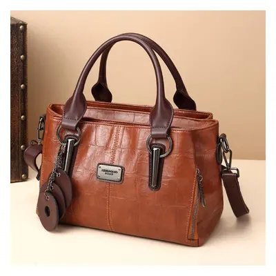 (brown, 12cm*20cm*28cm) Ladies Shoulder Bag Retro Portable Slung Large Capacity Multi-compartmen