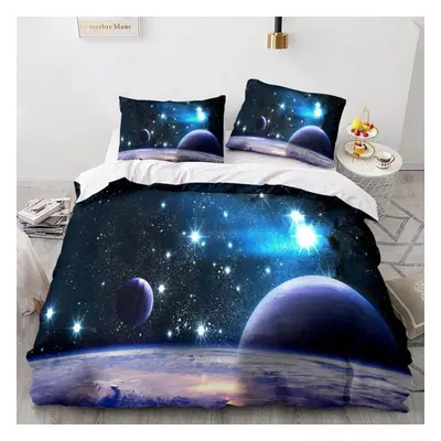 (as the picture, EU King 220x240cm) 3D Star Sky Quilt Cover And Pillow Case Or High-definition P