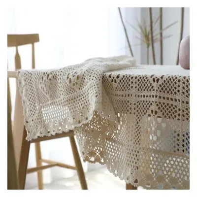 (beige, 140*250cm) Hollow Decorative Table Cloth Lace Tablecloth Rectangular Tablecloths Dining 