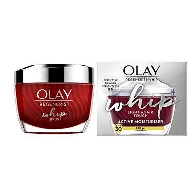 Olay Regenerist Whip Light as Air Anti-Ageing Moisturiser for Firmer Skin with SPF30, Hyaluronic