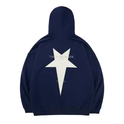 (navy blue, XL) Grunge Vintage Fleece Sweatshirt Streetwear Hoodie Women Korean Fashion Hip Hop 