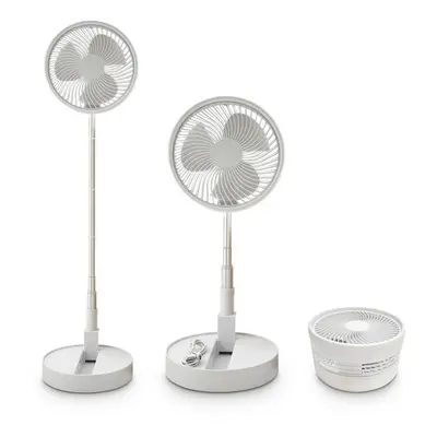 (White) Cordless Fan Telescopic Folding Cooling Wireless Portable Rechargeable Fan