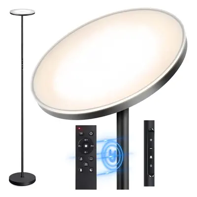 (Metal Black) LED Uplight Floor Lamp 30W 3000LM, Bright Modern Dimmable Floor Lamp, Remote Touch