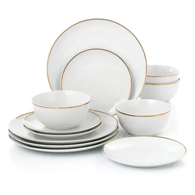 12pc Gold Rim Dinner Set