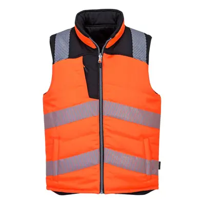 (L, Orange/Black) Portwest Mens PW3 Reversible Hi-Vis Safety Body Warmer