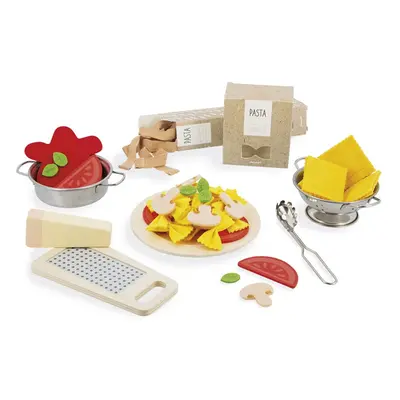 Janod - Pasta Mix - Pasta Set - Pretend Play Kitchen & Tea Set Toy - Wooden Cardboard and Felt P