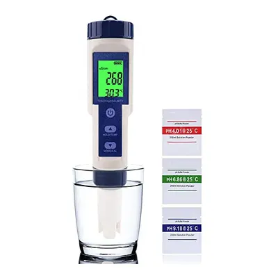 5 In1 LCD Digital PH Meter Water Waterproof Quality Tester Chlorine Tester Soil Testing Kit for 