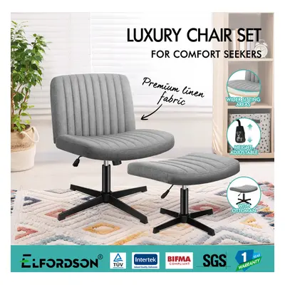 ELFORDSON Office Chair Computer Executive Seat Work Ottoman Fabric Grey