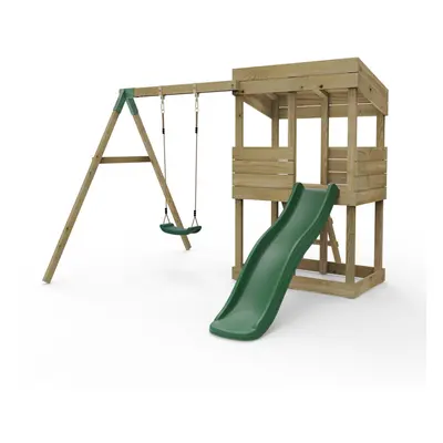 (Arches - Swing) Rebo Wooden Lookout Tower Playhouse with 6ft Slide