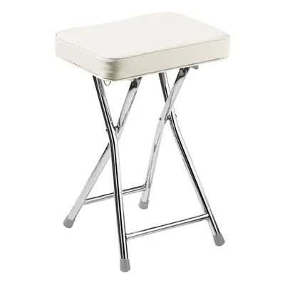 Premier Housewares Folding Stool with Padded Cream Seat