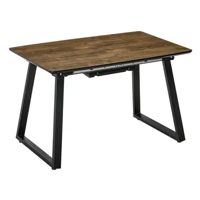 HOMCOM Extendable Dining Table Rectangular Wood Effect Tabletop with Steel Frame