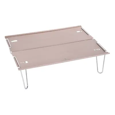 (Brown) Camping Table Lightweight Hard-Topped Folding Table Aluminium Alloy Mini Table with Carr