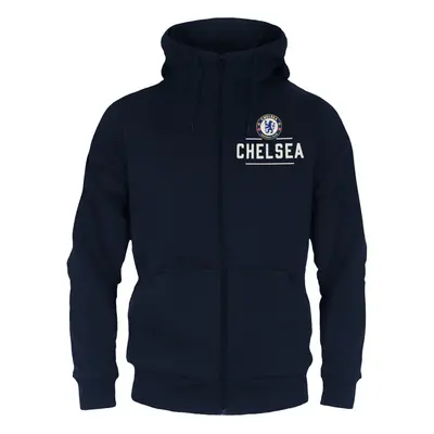 (Navy Blue, 2XL) Chelsea FC Official Football Gift Mens Fleece Zip Hoody