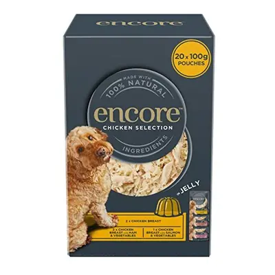 Encore 100% Natural Wet Dog Food, Chicken Selection in Jelly 100g Pouch Deluxe Multipack, x (5 x