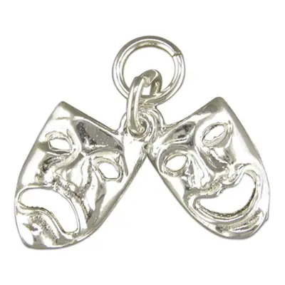 (16 Inch) Sterling Silver Theatre Masks Pendant On A Snake Necklace