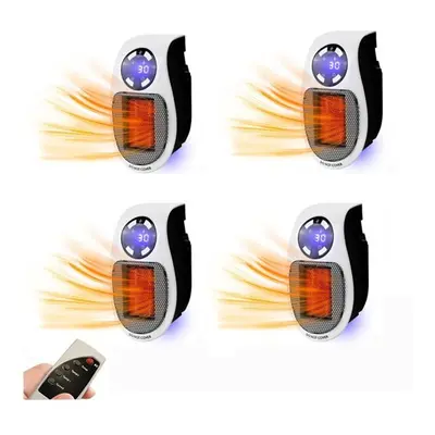 (4 Pcs) 500W Mini Wall Plug Fan Heater with Remote Control