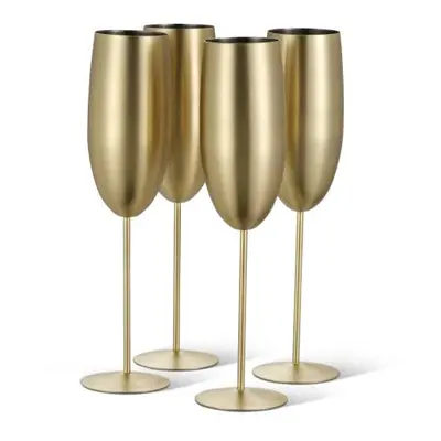 Oak & Steel - Gold Champagne Flutes Gift Set - Shatterproof Party Glasses, 285ml