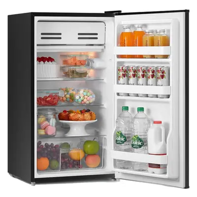 Black Under Counter Fridge 93L Small Fridge with Cooler Box, Interior Light