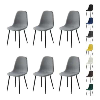 (SET OF 6, LIGHT GREY) 2/4/6Pcs Fabric Dining Chair with Metal Legs Bella