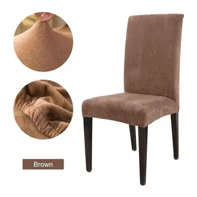 (brown, 6PCS) Nordic Style Flannel Elastic Anti -dirty Chair Cover Spandex For Hotel Home Party 